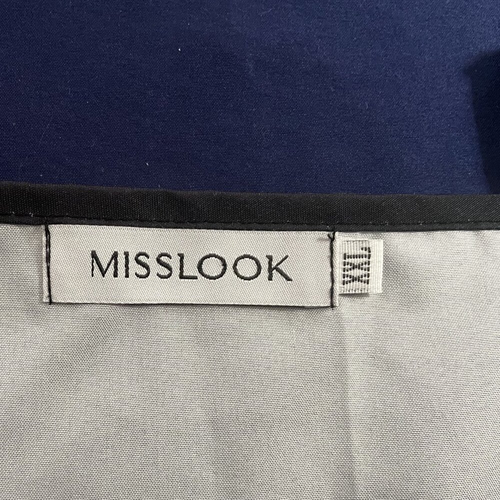 CLASSY MISSLOOK BLACK LINED V-NECK BUTTON FRONT BLOUSE XL (SEE MEASUREMENTS) - Picture 3 of 4